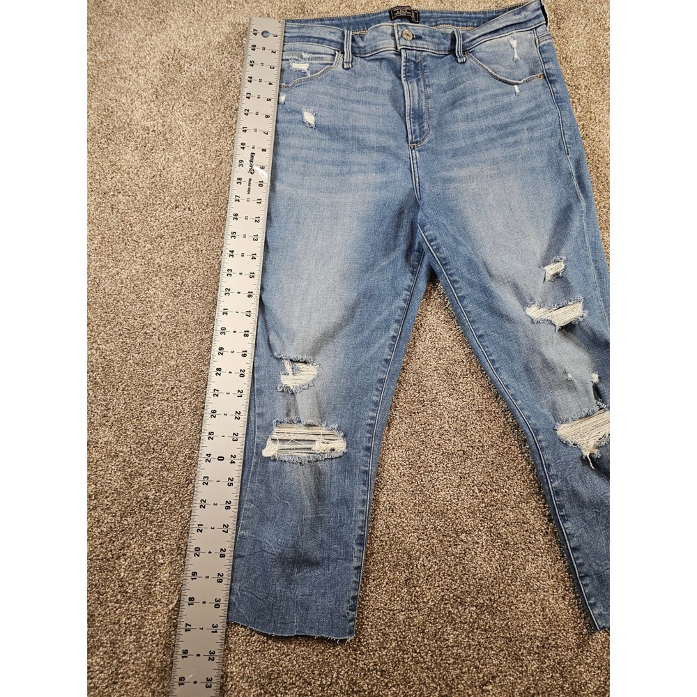 Abercrombie & Fitch Simone High Rise Ankle Distressed Jeans Blue 32 14R - Picture 12 of 15